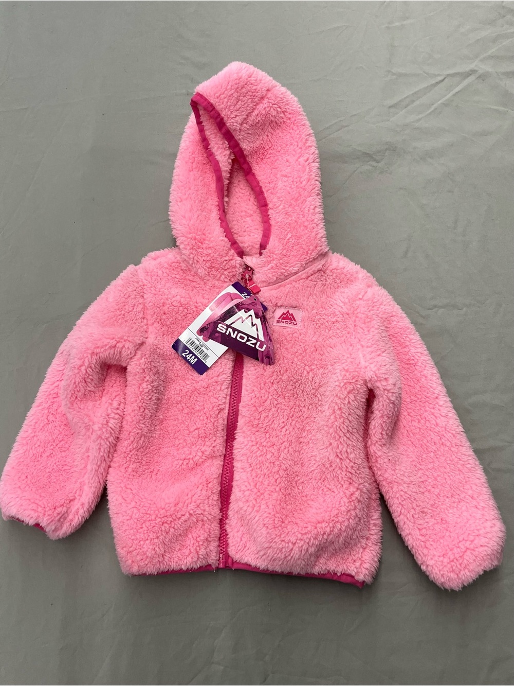 Snozu Plush Hooded Kids Jacket in Bright Pink Girls Size 24 Months New with Tags